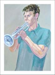 Unfinished, Life Sized), Portrait of Trumpeter (2 short sittings) - click here to see an enlargement (opens a new window in front of this page)